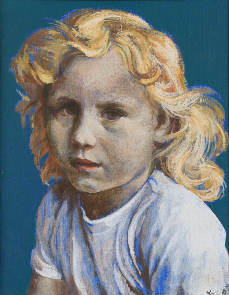 Portrét vnučky, 28x35 cm, Tempera na desce, 1980